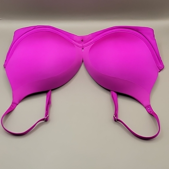 Victoria's Secret Biofit PushUp Bra 32D Fuchsia Padded Underwire Plunge Lingerie - Picture 4 of 8